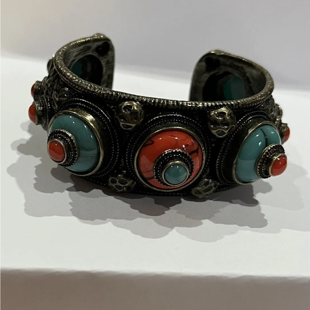 Fern Finds By Fern Mallis Tibetan Style bronze Cuff Bracelet 7.8”-8”
